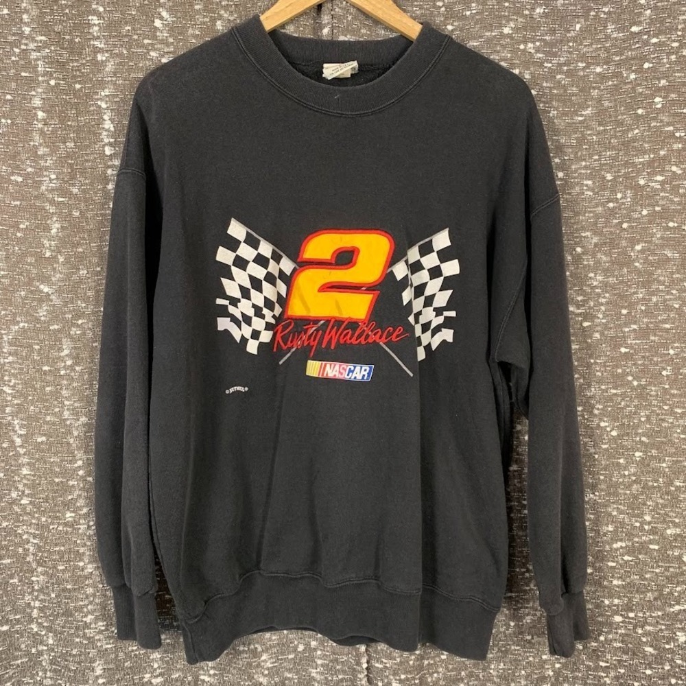 Vintage Rusty Wallace Nascar Embroidered‎ Nutmeg Mills Sweatshirt Size Large
